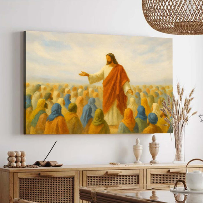 Jesus Speaking To Crowd Faith Wall Art II by Tailored Canvases