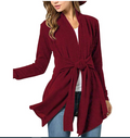 Spadehill Womens Tie Waist Lightweight Long Sleeve Cardigan, Size Small by Vanessa Jane