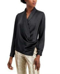 Alfani Draped Faux-Wrap Blouse by Vanessa Jane