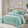 4-Piece: Bibb Home Solid Reversible Quilt Set with Embroidered Cushion by DailySale