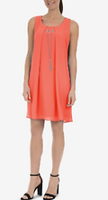 NY Collection Women's Keyhole Back Dress With Necklace by Vanessa Jane
