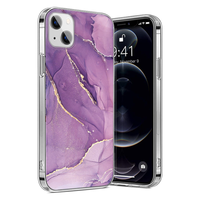 iPhone 13/14 Purple Marble Case - Stylish Protection | Inspire Series by Zerodamage Sahara Case LLC