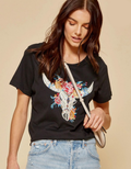 Floral Skull Graphic Tee by Boutique 23