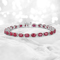 12.78 Carat Genuine Ruby and White Diamond 14K White Gold Bracelet by Bids.com