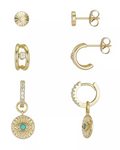 Unwritten14K Gold Flash-Plated 3-Pieces Genuine Crystal Evil Eye Earring Set by Vanessa Jane