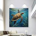 Turtle In Seagrass Coastal Wall Art by Tailored Canvases