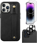 iPhone 14 Pro Max 6.7-inch Protection Kit Bundle - FingerGrip Series Case with Tempered Glass Screen and Camera Protector (Black) by Zerodamage Sahara Case LLC