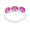 1.65 Ct Round Pink Sapphire Prong Silver Three Stone Ring