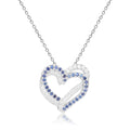 Blue Sapphire Open Heart Necklace by Fine Color Jewels
