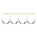 4 Ct Cathys Concepts Personalized Gold Rim Stemless Wine Glasses by Vanessa Jane