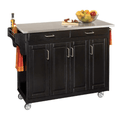 Create-a-Cart Black Kitchen Cart With Stainless Top by Vanessa Jane