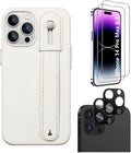 iPhone 14 Pro Max 6.7-inch Protection Kit Bundle - FingerGrip Series Case with Tempered Glass Screen and Camera Protector (White) by Zerodamage Sahara Case LLC