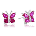 Amazon Collection Sterling Silver Gemstone Butterfly Stud Earrings by Vanessa Jane