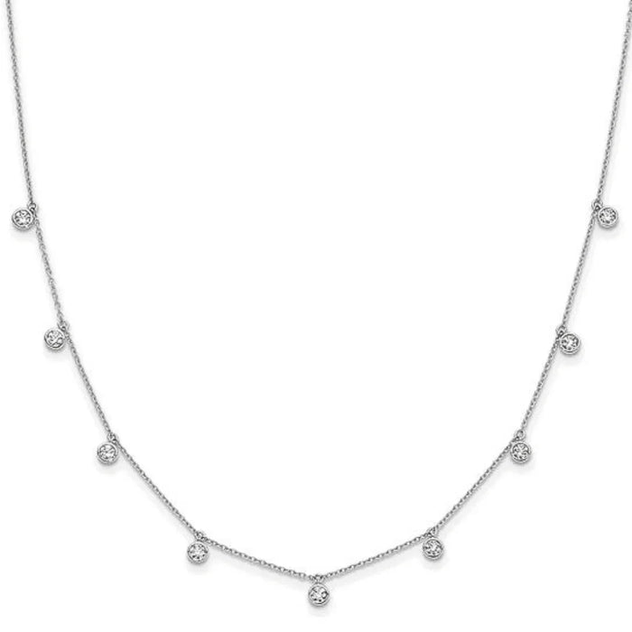 14K White Gold Lab Diamond Layering Necklace by Fine Color Jewels