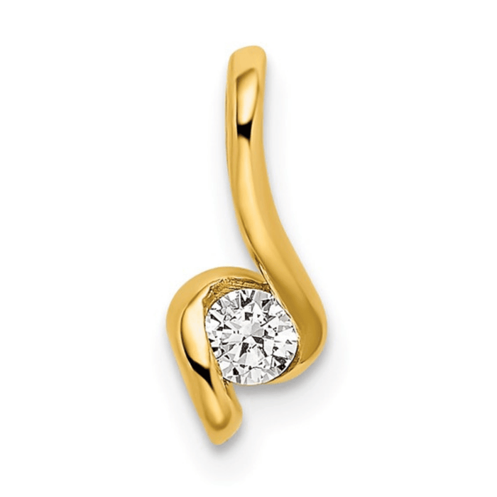 14K Gold Lab Grown Diamond Solitaire Pendant by Fine Color Jewels