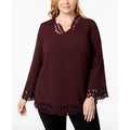 Alfani Plus Size Cutout Poet-Sleeve Blouse, Size OX by Vanessa Jane