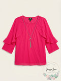 Jm Collection Petite Ruffle-Sleeve Necklace Blouse,Size Petite Large by Vanessa Jane