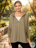 Style and Co Womens Long Sleeve Hooded Top, Size Medium by Vanessa Jane