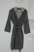 Cotton Black Striped Bathrobe by NoaPure.com