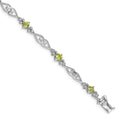 Genuine Peridot Sterling Silver Diamond Bracelet by Fine Color Jewels