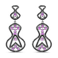 5.30 Carat Genuine Amethyst and Black Spinel .925 Sterling Silver Earrings by Bids.com