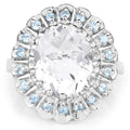 5.90 Carat Genuine Crystal Quartz and Swiss Blue Topaz .925 Sterling Silver Ring by Bids.com