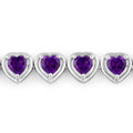 9.03 Ct Heart Purple Amethyst Prong Sterling Silver Tennis Bracelet by Fine Color Jewels