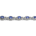 Oval Violet Tanzanite Prong Silver Halo XO Tennis Bracelet by Fine Color Jewels