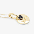 Round Blue Sapphire Prong Gold Plated Silver Mom Heart Pendant Necklace by Fine Color Jewels