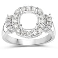 0.73 Carat Genuine White Diamond 14K White Gold Semi Mount Ring - holds 8x8mm Cushion Gemstone by Bids.com