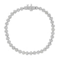 .925 Sterling Silver 1.0 Cttw Miracle Set Diamond Heart-Link 7" Tennis Bracelet (I-J Color, I2-I3 Clarity) by Bids.com