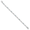 Genuine Sterling Silver Aquamarine Diamond Bracelet by Fine Color Jewels