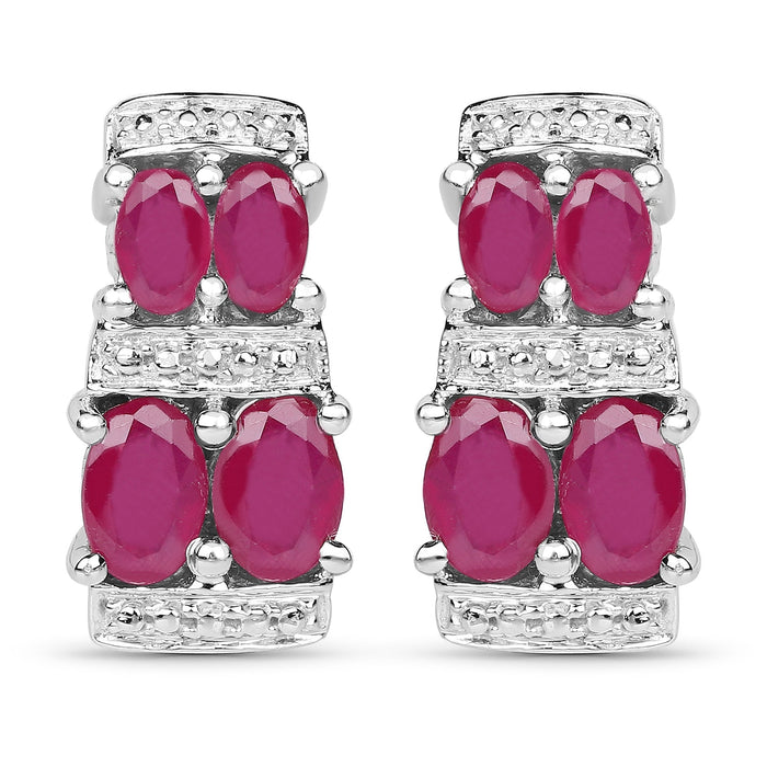 3.20 Carat Glass Filled Ruby .925 Sterling Silver Earrings by Bids.com