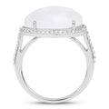 7.33 Carat Genuine White Rainbow Moonstone And White Topaz .925 Sterling Silver Ring by Bids.com