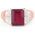14K Rose Gold Plated 4.26 Carat Genuine Glass Filled Ruby and White Topaz .925 Sterling Silver Ring by Bids.com
