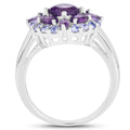 2.19 Carat Genuine Amethyst and Tanzanite .925 Sterling Silver Ring by Bids.com