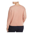 Elan Women's Plus Tie Front Crew Neck Pullover Top by Vanessa Jane