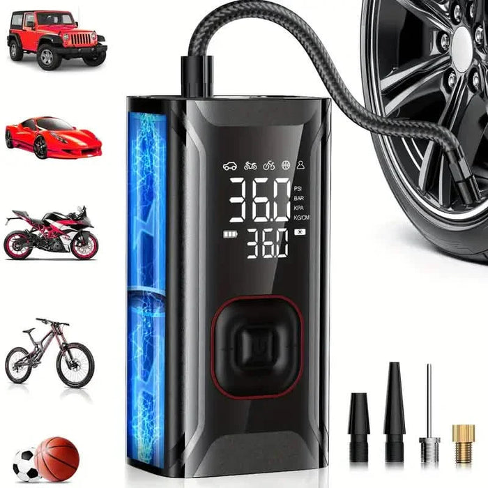Tire Inflator Portable Air Compressor – Cordless 150PSI Pump with 10000mAh Battery for Car, Bike, Motorcycle, and Ball by DailySale