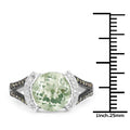 3.59 Carat Genuine Green Amethyst, Green Diamond & White Diamond .925 Sterling Silver Ring by Bids.com