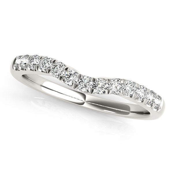 14k White Gold Diamond Curved Design Wedding Band (1/4 cttw) by Bids.com