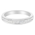 IGI Certified 1/2 Cttw Princess Cut Diamond 18K White Gold Channel Set Half Eternity Style Wedding Band Ring (H-I Color, SI2-I1 Clarity) - Size 4-1/2 by Bids.com
