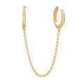 CZ Diamond Chain Ear Cuff with Hoop Earring: Gold by Boutique 23