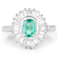 2.16 Carat Genuine Zambian Emerald and White Topaz .925 Sterling Silver Ring by Bids.com