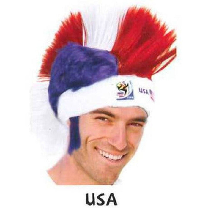 USA World Cup Soccer Mohawk Wig 25-Count Case Pack – Official FIFA Licensed Retro Fan Gear by Price Is Right Miami