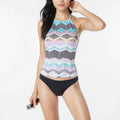 Bar III Spirit High-Neck Tribal-Print Tankini Top, Size Small by Vanessa Jane