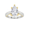 1Cttw Pear Shaped Lab Grown Diamond (F/VS) Two Tone Cathedral Shank Solitaire Engagement Ring in 14K Gold