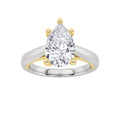 1Cttw Pear Shaped Lab Grown Diamond (F/VS) Two Tone Cathedral Shank Solitaire Engagement Ring in 14K Gold by Fine Color Jewels