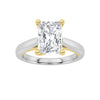 1Cttw Radiant Shaped Lab Grown Diamond (F/VS) Two Tone Cathedral Shank Solitaire Engagement Ring in 14K Gold