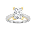 1Cttw Radiant Shaped Lab Grown Diamond (F/VS) Two Tone Cathedral Shank Solitaire Engagement Ring in 14K Gold by Fine Color Jewels