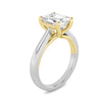 1Cttw Radiant Shaped Lab Grown Diamond (F/VS) Two Tone Cathedral Shank Solitaire Engagement Ring in 14K Gold by Fine Color Jewels